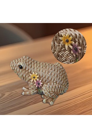 Homyl Kurbağa Heykeli Reçine El Sanatları Süsleme Kitaplık 12x7x9cm