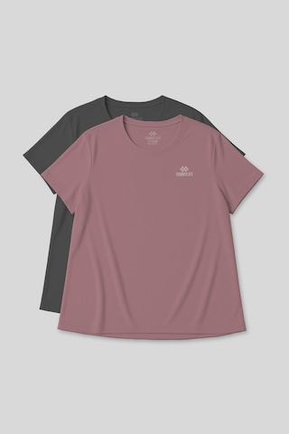 Tommylife Rahat Form 2li Paket Koyu Gri-gül Kurusu Battal Kadın T-shirt - 97308 Koyu Gri-gül Kurusu