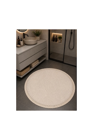 Vega 1454 Krem Daire Modern Hav Toz Tutmayan Koridor Salon Yatak Odası Oturma Odası Banyo Halısı