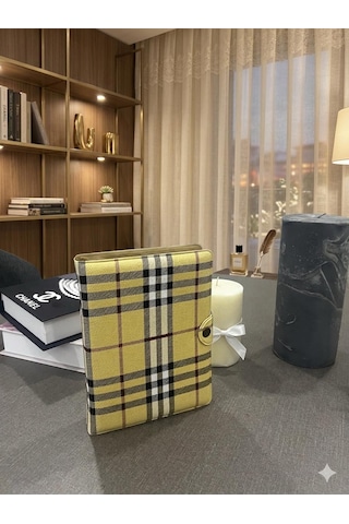 Birikim Ajandası - Premium Vegan Deri Burberry Model Birikim Cüzdanı Bütçe Planlayıcı Ajanda Burberrymodelkrem