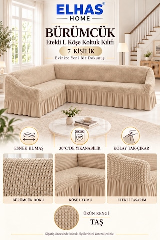 Bürümcük Kumaş 7 Kişilik Etekli L Köşe Koltuk Kılıfı Taş - 934823050 Taş Bürümcük Kumaş 7 Kişilik Etekli L Köşe Koltuk Kılıfı Taş - 934823050 Taş