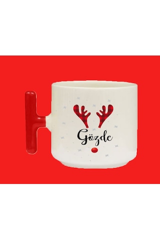 Yeni Yıla Özel G Harfli Isimli Basılı T Kulplu Latte Kupa