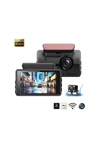 Es-80 3.39" Dvr Araç İçi Kamerası Lcd Ekranlı Gece Görüşlü 3 Kameralı G-sensör 1080p Diğer
