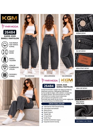 Ymr Moda Füme Barrel Balon Paça Kadın Jeans 26484
