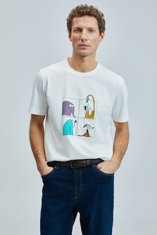 Lufian Funky Modern Grafik T- Shirt Kırık Beyaz Kırık Beyaz 111020254100510 KIRIK BEYAZ