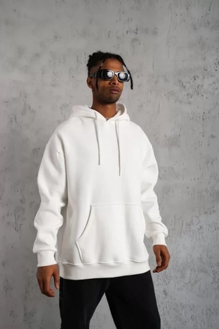 Etiler Collection Erkek Düz Kapüşonlu Sweat - Beyaz