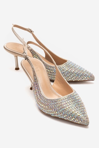 Luvishoes Yasmına Ten Taşlı Kadın Topuklu Ayakkabı