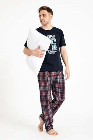 Tampap 2170-k Kısa Kollu Baskılı Erkek Pijama Takımı Lacivert