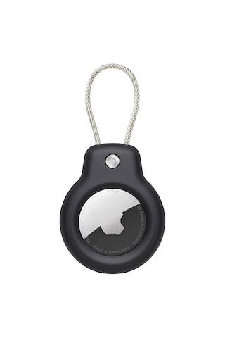 Buff Tagsafe Rope Steel Taşınabilir Anahtarlık Apple Uyumlu AirTag Kılıf Black