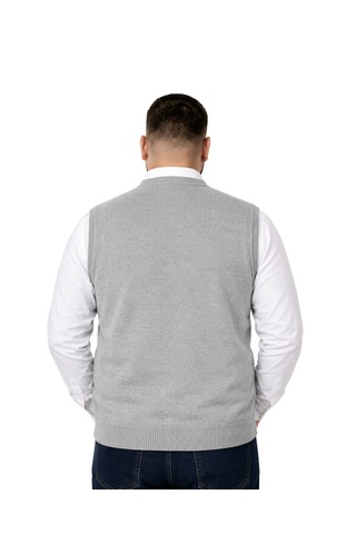 Battalmoda Erkek Büyük Beden Gri Cepli Triko Yelek 3xl-4xl-5xl-6xl