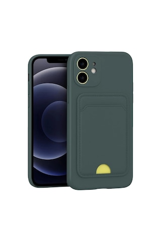 Mey İthalat Apple iPhone Uyumlu 11 Kılıf Kelvin Kartvizitli Silikon - Koyu Yeşil