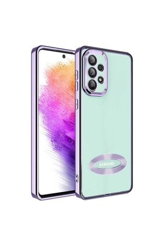 Samsung Uyumlu Galaxy A73 Kılıf Kamera Korumalı Logo Gösteren Zore Omega Kapak Lila