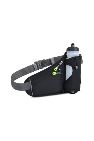 Jeehugo Siyah Spor Bel Çantası, İki Fermuarlı Cep Ve Su Şişesi Tutucu İle Outdoor Aktivitelere Uygun Siyah