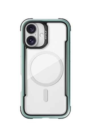 Apple Uyumlu iPhone 16 Kılıf Magsafe Şarj Özellikli Airbagli Raptic Shield Serisi Şeffaf Arka Yüzey Kapak Yeşil