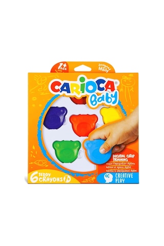 Carioca Jumbo Bebek Süper Yıkanabilir Keçeli Boya Kalemi ve Teddy Baby Crayons 6 Lı +1 Yaş Boya