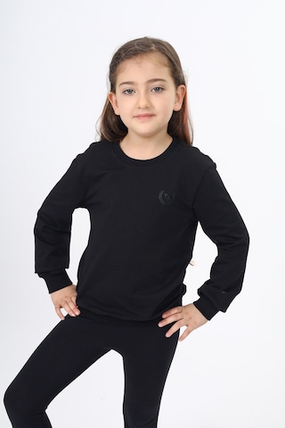 Toontoy Kız Çocuk Göğüsü Tn Baskılı Sweatshirt Siyah