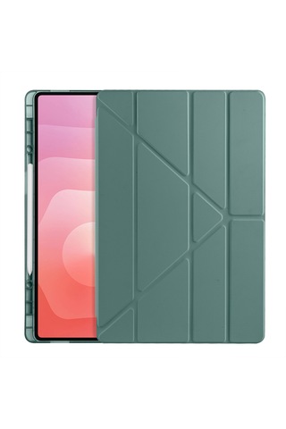 Samsung Galaxy Tab S11 Ultra Uyumlu Kılıf Tri Folding Kalem Bölmeli Katlanabilir Standlı Pu Yumuşak Kapak Kapaklı Kılıf