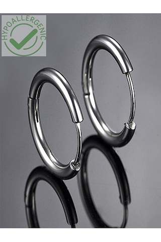 Mazen 316l Paslanmaz Kararmaz Cerrahi Çelik 10mm Unisex Halka Küpe