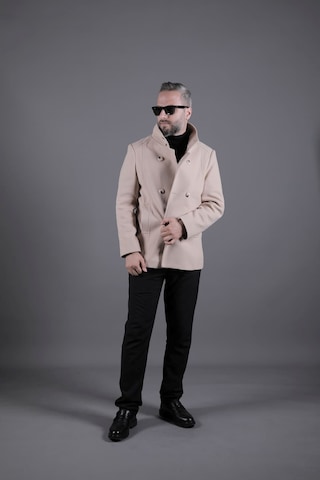 Ohepmoda Yaka Ve Kol Detaylı Erkek Kaşe Kaban Camel