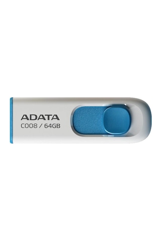 Adata C008-64gb 64gb Usb2.0 Classic White + Blue Flash Bellek