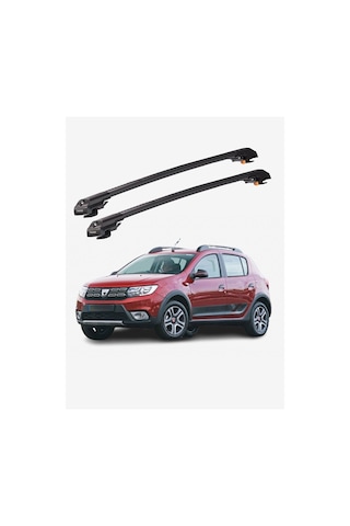 Dacıa Sandero Stepway 2013-2020 Trx1 Thunder Carrier Kilitli Ara Atkı Taşıyıcı Tavan Barı Siyah