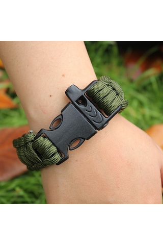 Paracord Paraşüt Ipi Düdüklü Bileklik Yeşil