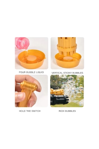 2 Adet Pembe Gold Çoklu Köpük Atan Köpük Tabancası Vıp Bubbles Gun Pilli Baloncuk Tabancası 20x7 Cm