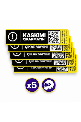 5'li Paket Meo Qr Kodlu Kask Acil Durum Bilgileri Etiketi Kask Etiketi