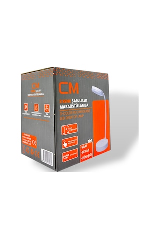 Cm 3 Renkli Şarjlı Led Masaüstü Lamba Beyaz