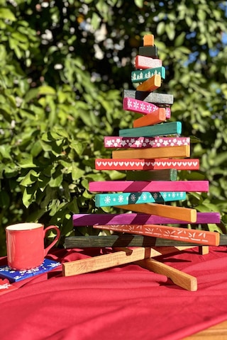 Leftover Ahşap Yılbaşı Ağacı - 54cm Çok Renkli