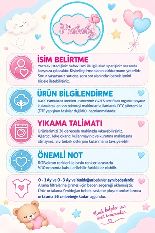 Pia Baby Kız Bebek Hastane Çıkışı 12 Parça %100 Pamuk İsme Özel Organik Baskılı Kese Hediyeli 100511k3x Ekru
