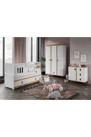 Rose Büyüyen Bebek Odası Takımı Safir Meşe Beyaz