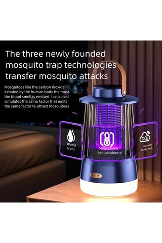 Xuweiwei Siyah Yüksek Verimli Sessiz Usb Şarjlı 1200mah Pil Böcek Haşere Kontrolü İç Dış Mekan Kullanım