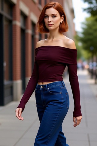 Ersefa Stil Kadın Kısa Esnek Bluz Crop Örme Slim Kalıp bordo