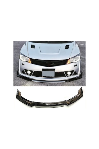 Honda Civic Fb7 2011-2016 Gri Şeritli Renkli Ön Ek Ön Lip Piona Black 4 Prç
