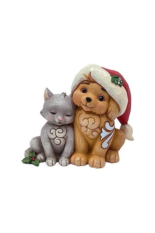 Jim Shore Heartwood Creek Noel Baba Şapkalı Kedi Yavrusu Figürü, 11.1 Cm, Çok Renkli