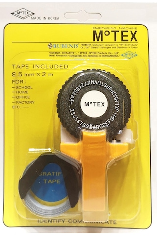 Motex Sarı-3D Kabartma Yazı Yazma ve Etiketleme Makinası + 1 Siyah Şerit