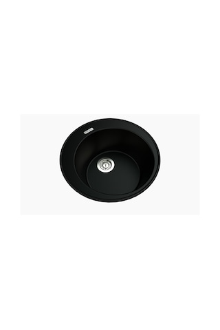 Polex Cristalüx Granit Evye P-06 Siyah Tezgah Altı Ve Tezgah Üstü Oval Mutfak Evyesi 51.5x51.5 CM