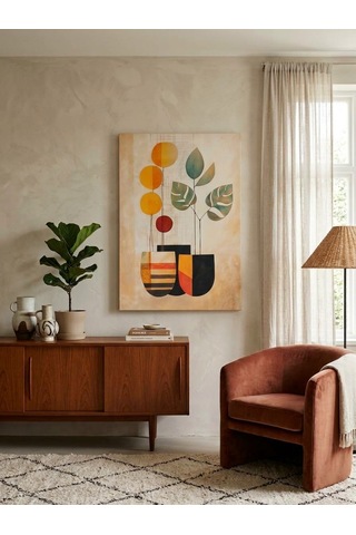 Tablo 60x90 Cm Büyük Boy Kafe Ve Salon Hediyelik Duvar Aksesuarı Beyaz - Gümüş