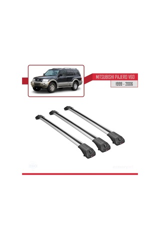 Mitsubishi Pajero V60 5 Kapı 1999-2006 Arası İle Uyumlu Ace-1 Ara Atkı Tavan Barı Gri 3 Adet Bar