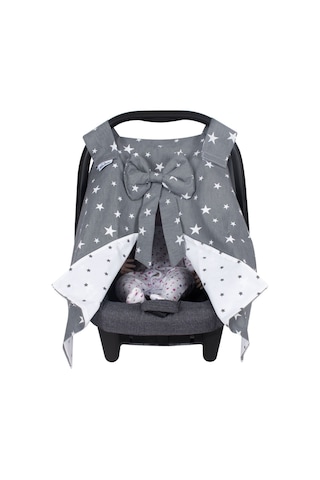 Sevi Bebe Fiyonklu Anakucağı Örtüsü Gri Yıldızlı Desen