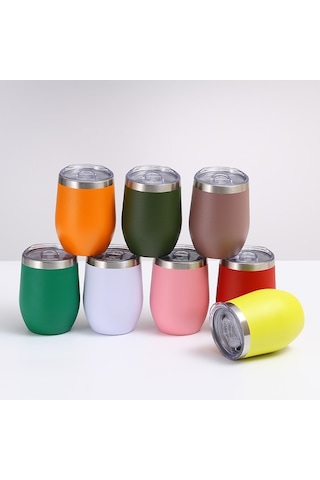 12oz 354ml Paslanmaz Çelik Yumurta Kabuğu Kupa Mini U-şekilli Çift Katmanlı Vakum Yalıtımlı Bardak Pembe