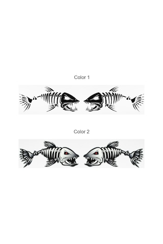 Ximistore9 Balık Kemiği Desenli Vinil Stickerler Çifti - Kolay Uygulama, Transfer Bandı İçeren, Kesimli Sticker 2 Adet