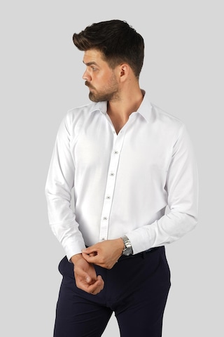 Beyaz Baklava Desen Slimfit Erkek Gömlek Çok Renkli