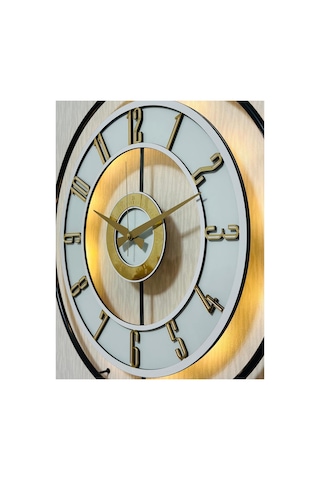 Pey Aksesuar Metal Camlı Duvar Saati 50 X 70 Cm Orta Boy Işıklı Gerçek Cam M51-siyah-şefaf-beyaz-gold M51-siyah-şefaf-beyaz-gold