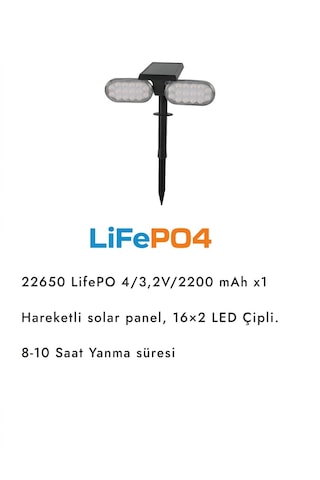Ack Solar Led Çim Armatürü Kazıklı 10w/h 3000k İki Kafalı Ag60-02801 3000k Günışığı
