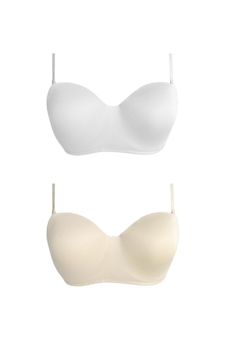 Cottonhill Balenli Toparlayıcı Dolgusuz Straplez Lotus Sütyen 2'li Paket-3 Çok Renkli