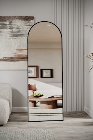 Evdemo Pamir Siyah Metal Çerçeveli Ayaklı Oval Boy Aynası 180x60 Cm Siyah