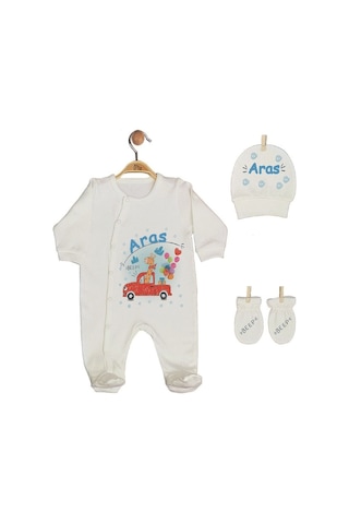 Pia Baby Gl 1902-02 İsme Özel Beşli Tulum Set Krem