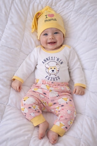 Babyhola Pamuk Annesinin Kuzusu Çıtçıtlı Badi Pantolon Bere 3'lü Takım 593-4 Pembe